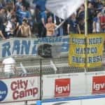 Curva azzurra in trasferta, qualche stagione fa, senza la tessera del tifoso