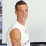 L'ex azzurro Andrea Cristiano, autore di un gran gol per la Pro Vercelli