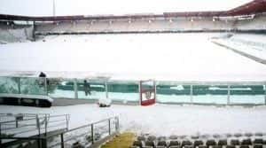 Il Dino Manuzzi di Cesena inagibile per neve nel febbraio 2012