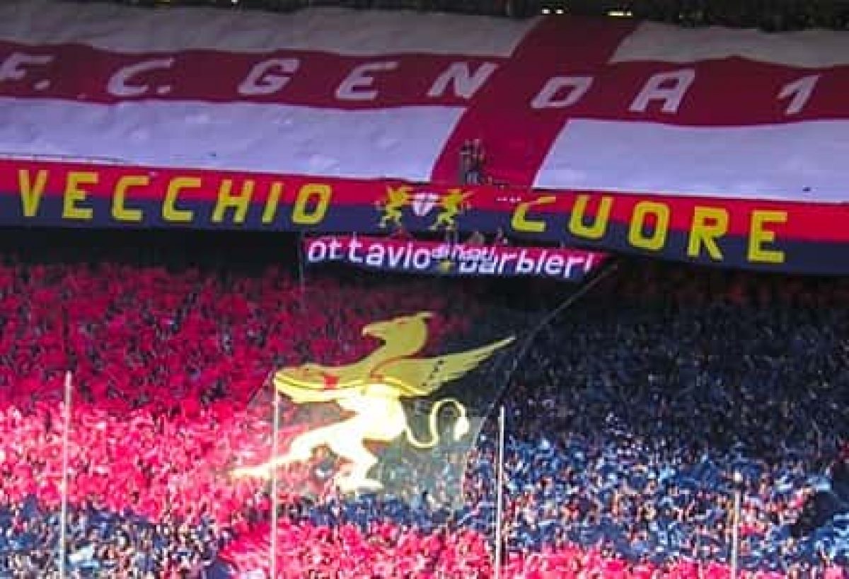 BANDIERA FLAG ULTRAS FOSSA GRIFONI GENOA FATTA ANNO COPPA UEFA 1991/92 