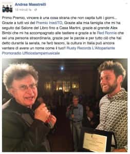Andrea Maestrelli post premio InediTo