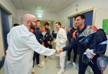 Gli azzurri in visita pasquale all’Ospedale San Giuseppe di Empoli