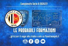 Ascoli-Empoli: le probabili formazioni